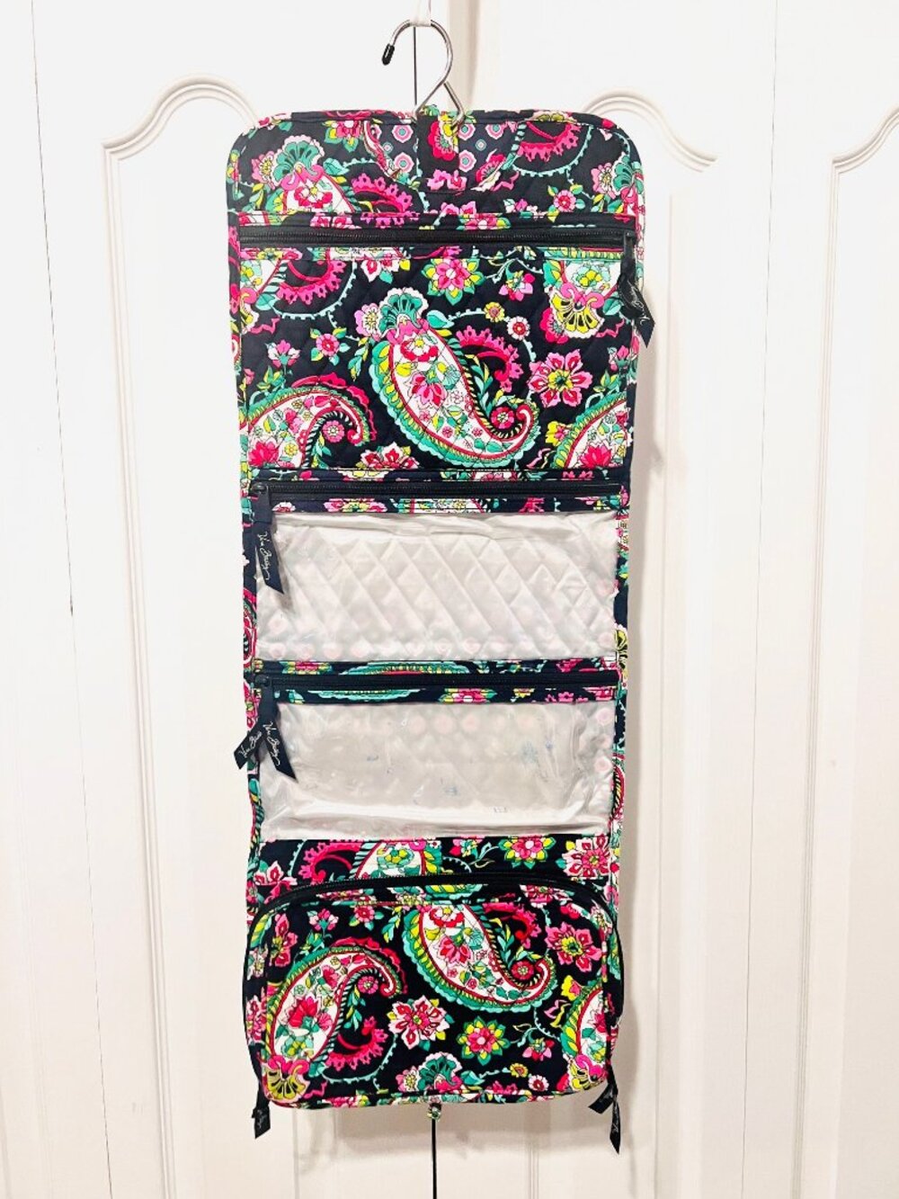 Vera Bradley-Travel Hanging Make Up Accessories Bag-Petal Paisley Blue/Pink